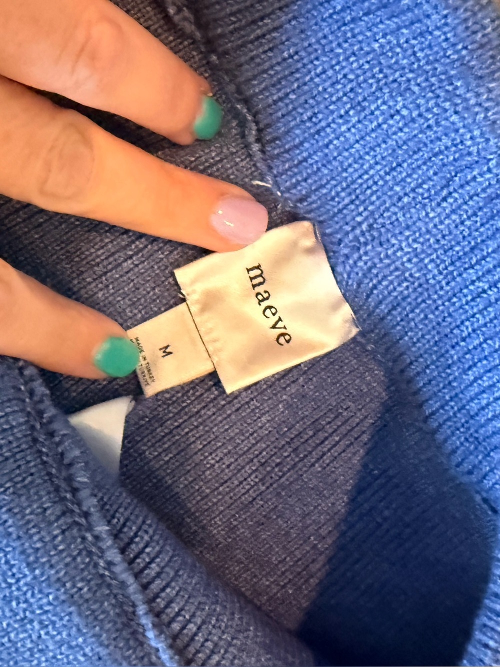 Maeve Wide-Leg Knit Pants with Side Stripes - Blue sz M NEW - Picture 6 of 13